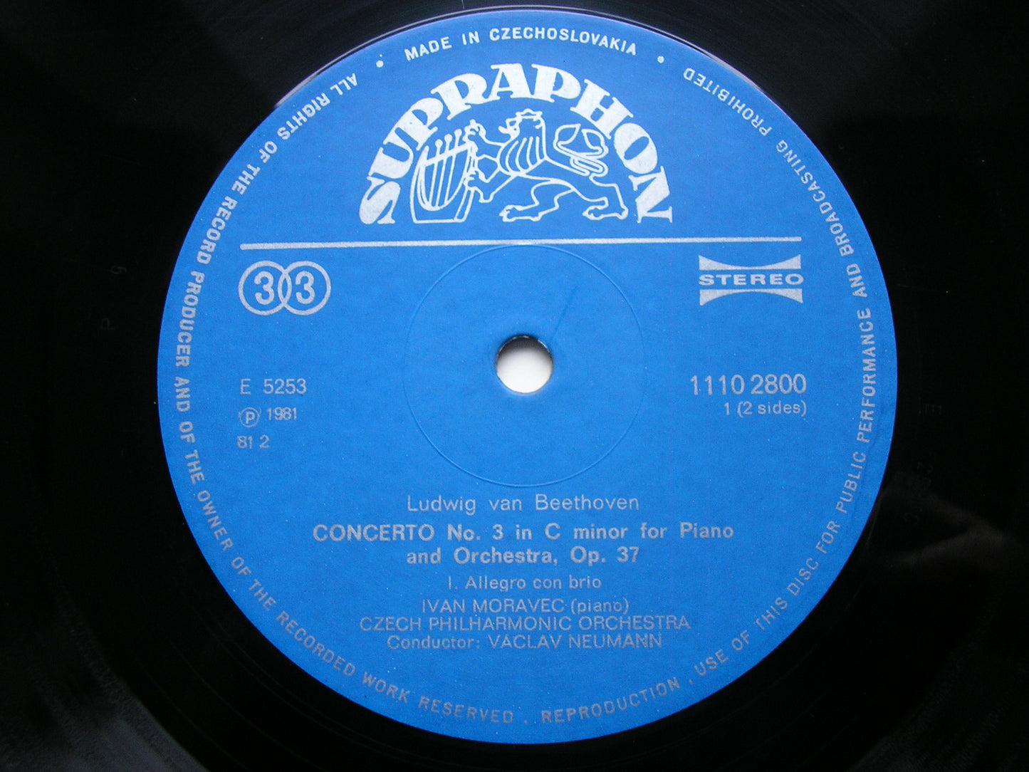 BEETHOVEN: PIANO CONCERTO No. 3    MORAVEC / CZECH PHILHARMONIC / NEUMANN    1110 2800 ZA