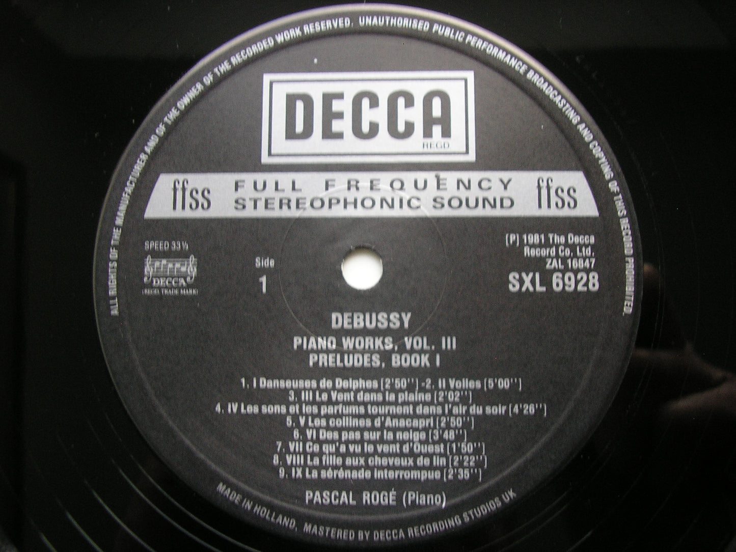 DEBUSSY: SOLO PIANO MUSIC Volumes 1 - 3    PASCAL ROGE    3 LP    SXL 6855 / 6928 / 6957