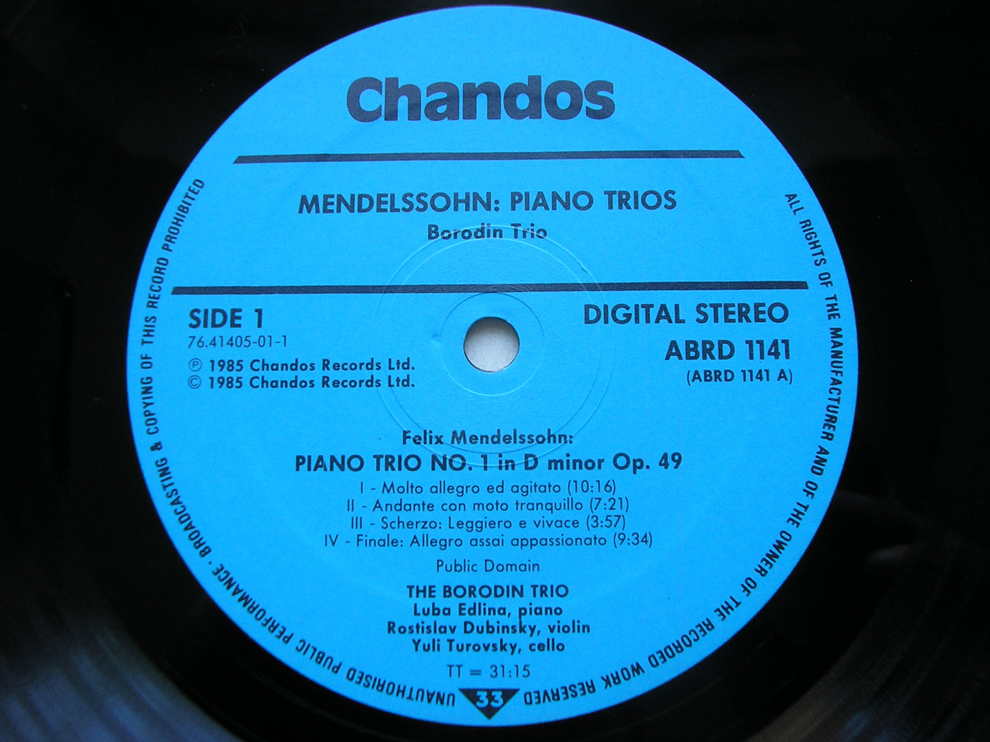 MENDELSSOHN: PIANO TRIOS Nos. 1 & 2      THE BORODIN TRIO     ABRD 1141