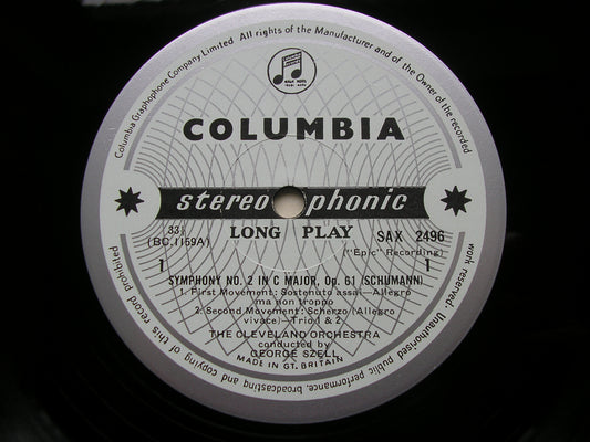 SCHUMANN: SYMPHONY No. 2    SZELL / CLEVELAND ORCHESTRA    SAX 2496