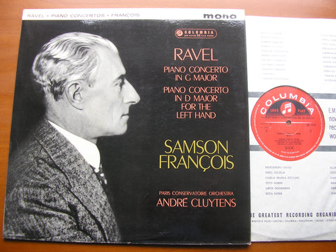 RAVEL: PIANO CONCERTOS in G & D FOR THE LEFT HAND      FRANCOIS / PARIS CONSERVATOIRE / ANDRE CLUYTENS      33CX 1747