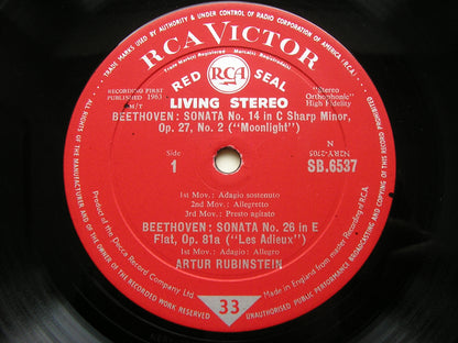 BEETHOVEN: PIANO SONATAS Nos. 8 'Pathetique' / 14 'Moonlight' / 26 'Les Adieux'     RUBINSTEIN     SB 6357