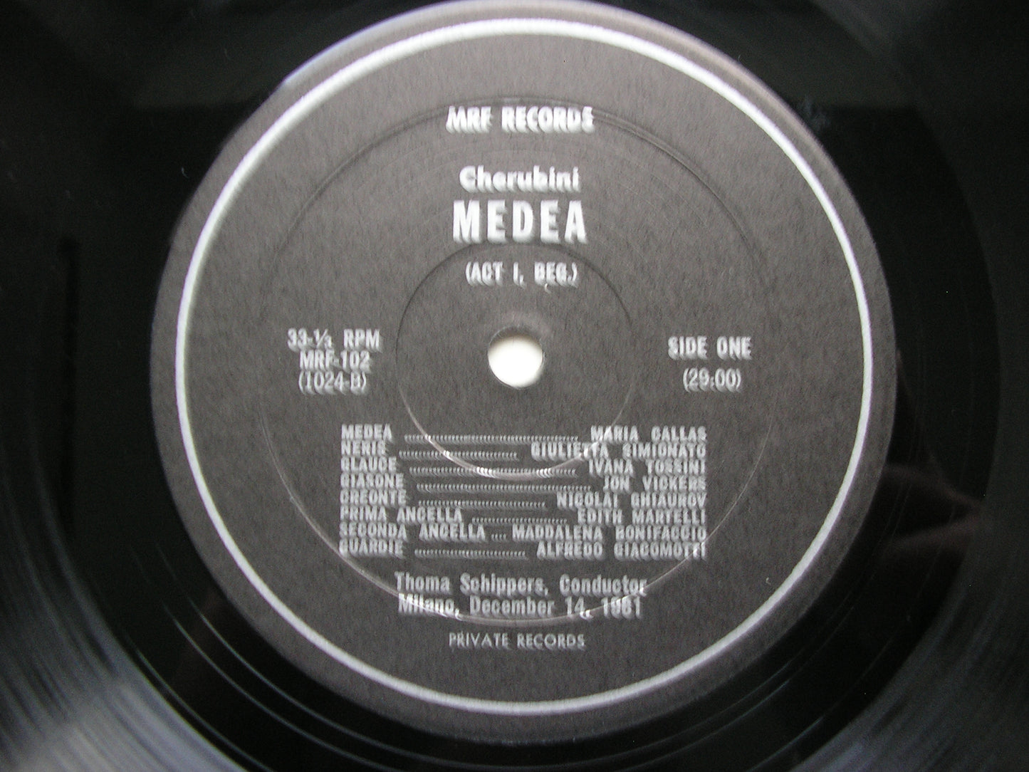 CHERUBINI: MEDEA     CALLAS recorded live at La Scala in complete performances from 1953 & 1961     4 LP     MRF 102