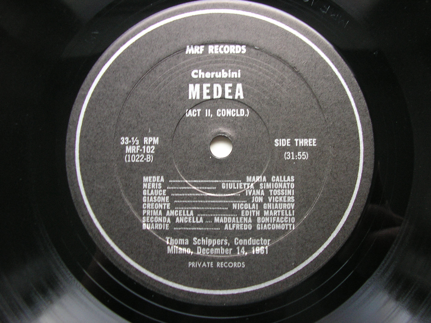 CHERUBINI: MEDEA     CALLAS recorded live at La Scala in complete performances from 1953 & 1961     4 LP     MRF 102