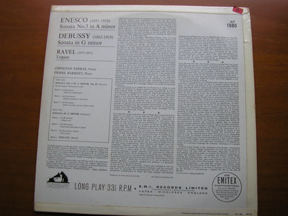 DEBUSSY: SONATA in G / ENESCO: SONATA in A / RAVEL: TZIGANE     FERRAS / BARBIZET     ALP 1980