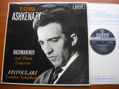 RACHMANINOV: PIANO CONCERTO No. 3     ASHKENAZY / LONDON SYMPHONY / FISTOULARI    SXL 6057