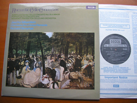 ROMANTIC CELLO CONCERTOS: POPPER / AUBER / MASSENET     SILBERSTEIN / SUISSE ROMANDE / BONYNGE   SXL 6547