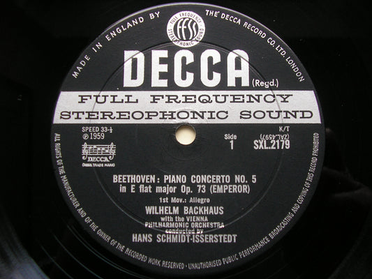 BEETHOVEN: PIANO CONCERTO No. 5 'Emperor'     BACKHAUS / VIENNA PHILHARMONIC / SCHMIDT-ISSERSTEDT    SXL 2179