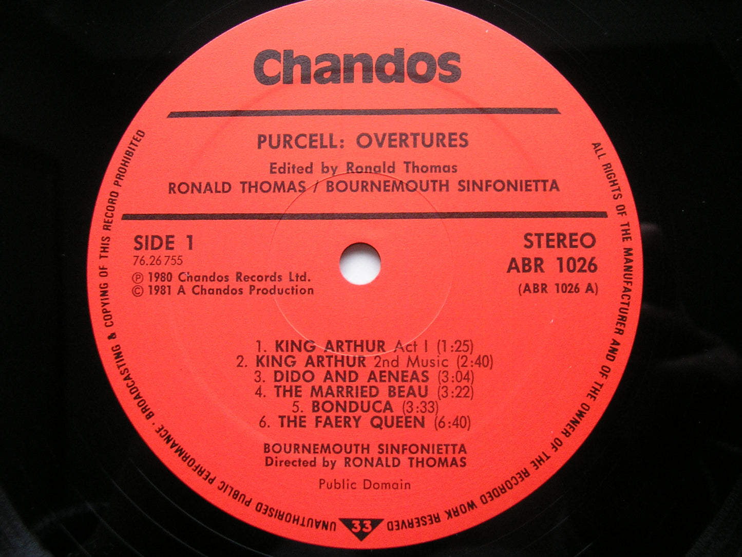 PURCELL: OVERTURES    RONALD THOMAS / BOURNEMOUTH SINFONIETTA    ABR 1026