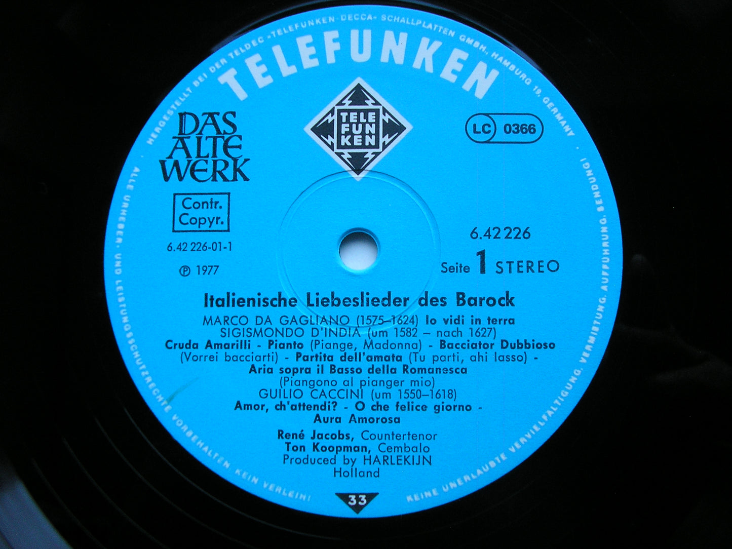 ITALIAN LOVE SONGS OF THE BAROQUE ERA    RENE JACOBS / TON KOOPMAN      6.42226