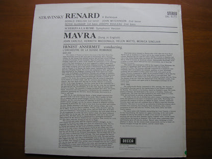 STRAVINSKY: RENARD / MAVRA / SCHERZO A LA RUSSE     SOLOISTS / ANSERMET / SUISSE ROMANDE    SXL 6171