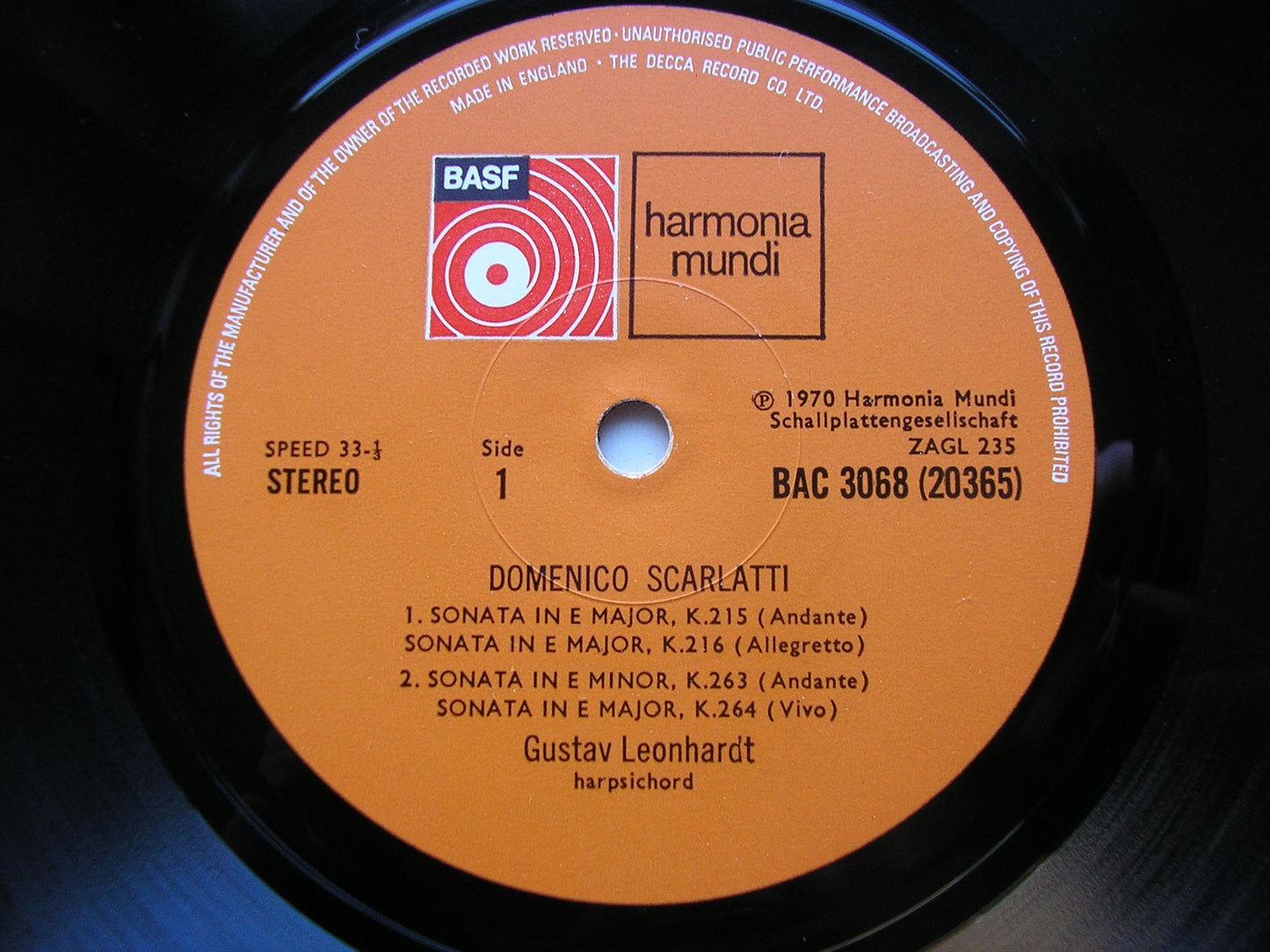 DOMENICO SCARLATTI: TEN SONATAS      GUSTAV LEONHARDT     BAC 3068