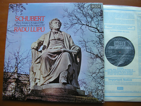 SCHUBERT: PIANO SONATAS No. 5 D.557 & No. 20 D.959      RADU LUPU      SXL 6771