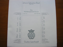 BACH: THE WELL TEMPERED CLAVIER Parts 1 & 2      GUSTAV LEONHARDT    5 LP      153 99 752/756