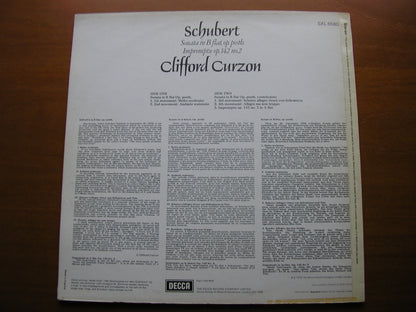 SCHUBERT: PIANO SONATA in B / IMPROMPTU IN A      CLIFFORD CURZON      SXL 6580