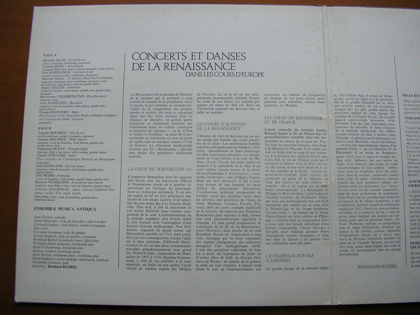 CONCERTS ET DANSES DE LA RENAISSANCE      ENSEMBLE MUSICA ANTIQUA / KLEBEL    HMU 938