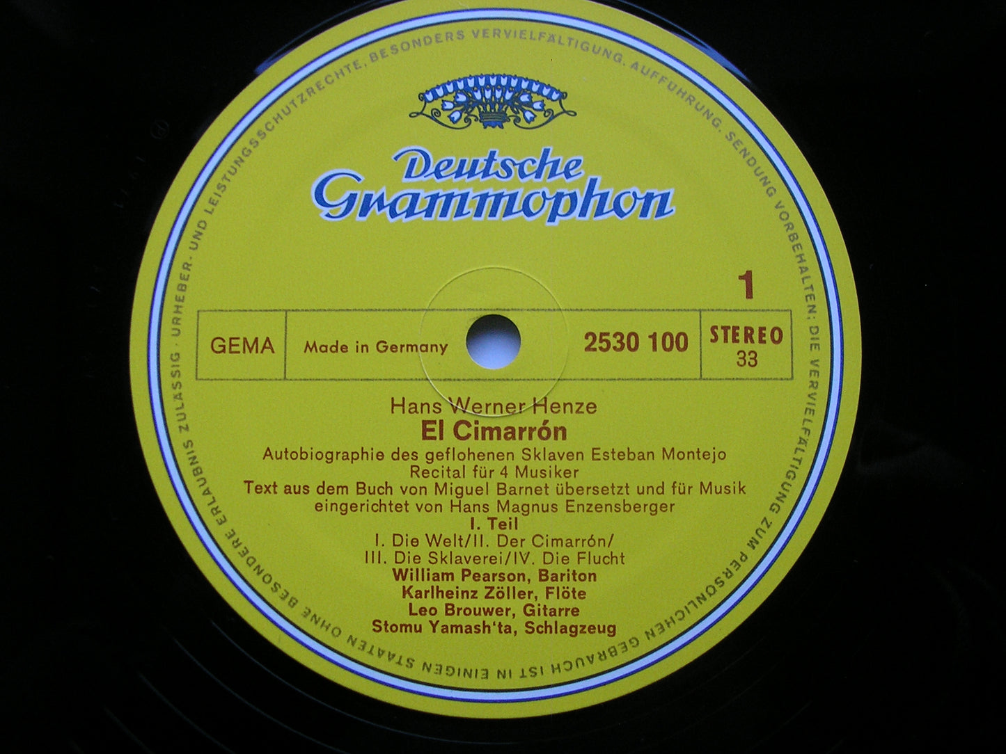 HENZE: EL CIMARRON     PEARSON / ZOLLER / BROUWER / YAMASH'TA / HENZE    2707 050