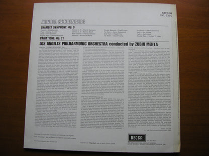 SCHOENBERG: CHAMBER SYMPHONY / VARIATIONS Op. 31      MEHTA / LOS ANGELES PHILHARMONIC     SXL 6390