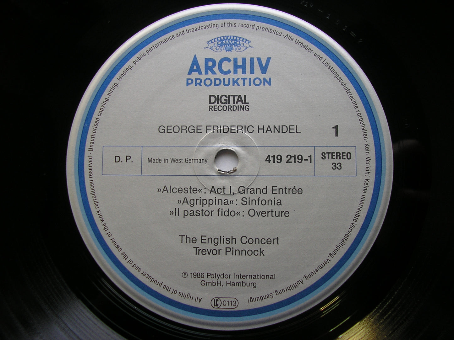 HANDEL: SIX OVERTURES    THE ENGLISH CONCERT / TREVOR PINNOCK     419 219