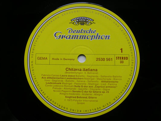 CHITARRA ITALIANA: BUSSOTTI / MURTULA / GIULIANI / PAGANINI / CAROSO / RONCALLI       BEHREND     2530 561