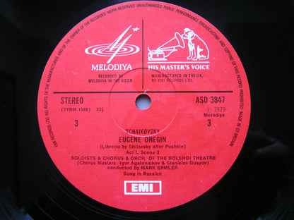 TCHAIKOVSKY: EUGENE ONEGIN   MAZUROK / MILASHKINA / ATLANTOV / NESTERENKO / BOLSHOI / ERMLER    SLS 5191