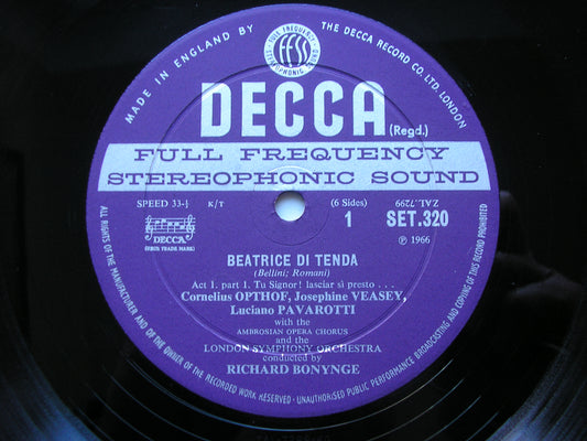 BELLINI: BEATRICE DI TENDA    SUTHERLAND / PAVAROTTI / VEASEY / OPTHOF / LONDON SYMPHONY / BONYNGE   SET 320 - 322