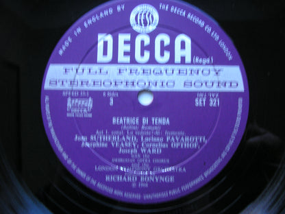BELLINI: BEATRICE DI TENDA    SUTHERLAND / PAVAROTTI / VEASEY / OPTHOF / LONDON SYMPHONY / BONYNGE   SET 320 - 322