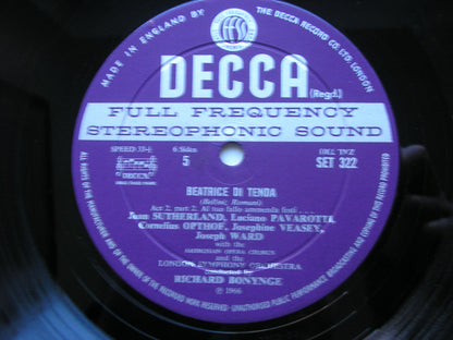 BELLINI: BEATRICE DI TENDA    SUTHERLAND / PAVAROTTI / VEASEY / OPTHOF / LONDON SYMPHONY / BONYNGE   SET 320 - 322
