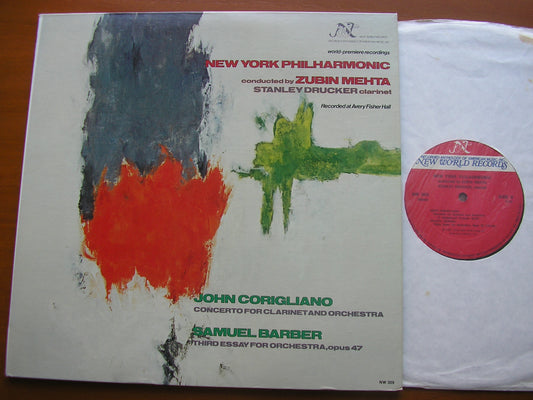 BARBER: THIRD ESSAY FOR ORCHESTRA / CORIGLIANO: CLARINET CONCERTO     DRUCKER / NEW YORK PHILHARMONIC / MEHTA     NW 309