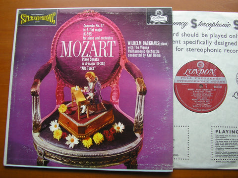 MOZART: PIANO CONCERTO No. 27 / SONATA K 331    BACKHAUS / VIENNA PHILHARMONIC / BOHM     CS 6141