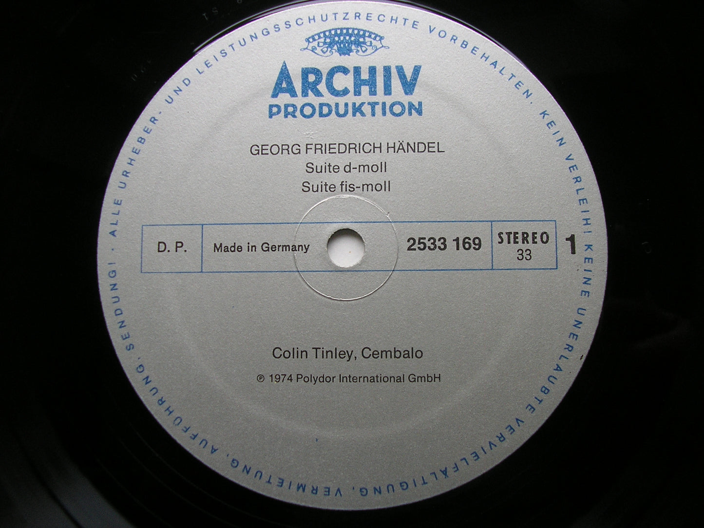 HANDEL: LESSONS FOR HARPSICHORD 1720   Suites Nos. 1 / 3 / 6 / 7     COLIN TILNEY     2533 169