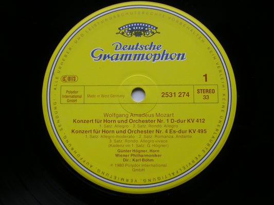 MOZART: HORN CONCERTOS    HOGNER / VIENNA PHILHARMONIC / BOHM    2531 274