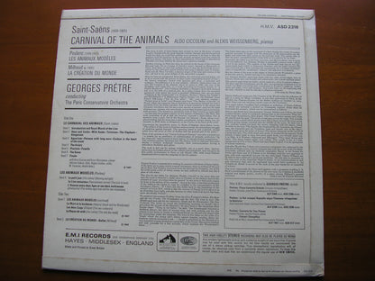SAINT-SAENS: CARNIVAL OF THE ANIMALS / POULENC: LES ANIMAUX MODELES / MILHAUD: LA CREATION DU MONDE       PARIS CONSERVATOIRE / GEORGES PRETRE    ASD 2316
