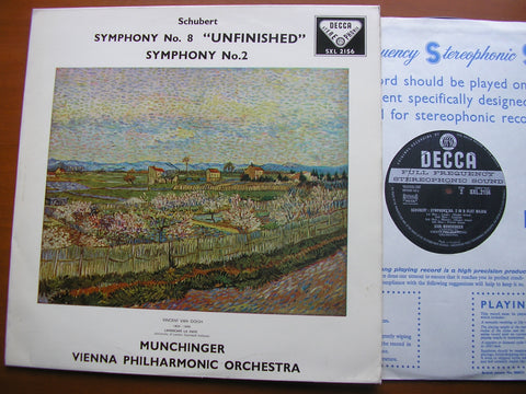 SCHUBERT: SYMPHONIES Nos, 2 & 8 'Unfinished'     MUNCHINGER / VIENNA PHILHARMONIC    SXL 2156
