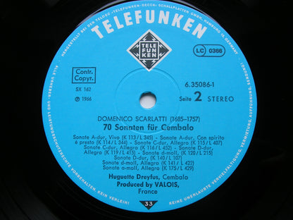 DOMENICO SCARLATTI: 70 SONATAS FOR HARPSICHORD      HUGUETTE DREYFUS    4 LP    6.35086