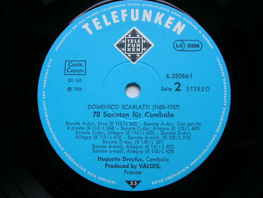DOMENICO SCARLATTI: 70 SONATAS FOR HARPSICHORD      HUGUETTE DREYFUS    4 LP    6.35086