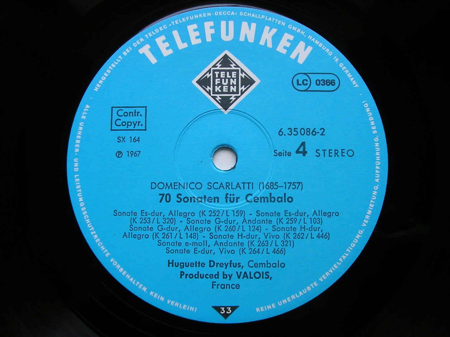 DOMENICO SCARLATTI: 70 SONATAS FOR HARPSICHORD      HUGUETTE DREYFUS    4 LP    6.35086