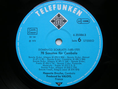 DOMENICO SCARLATTI: 70 SONATAS FOR HARPSICHORD      HUGUETTE DREYFUS    4 LP    6.35086