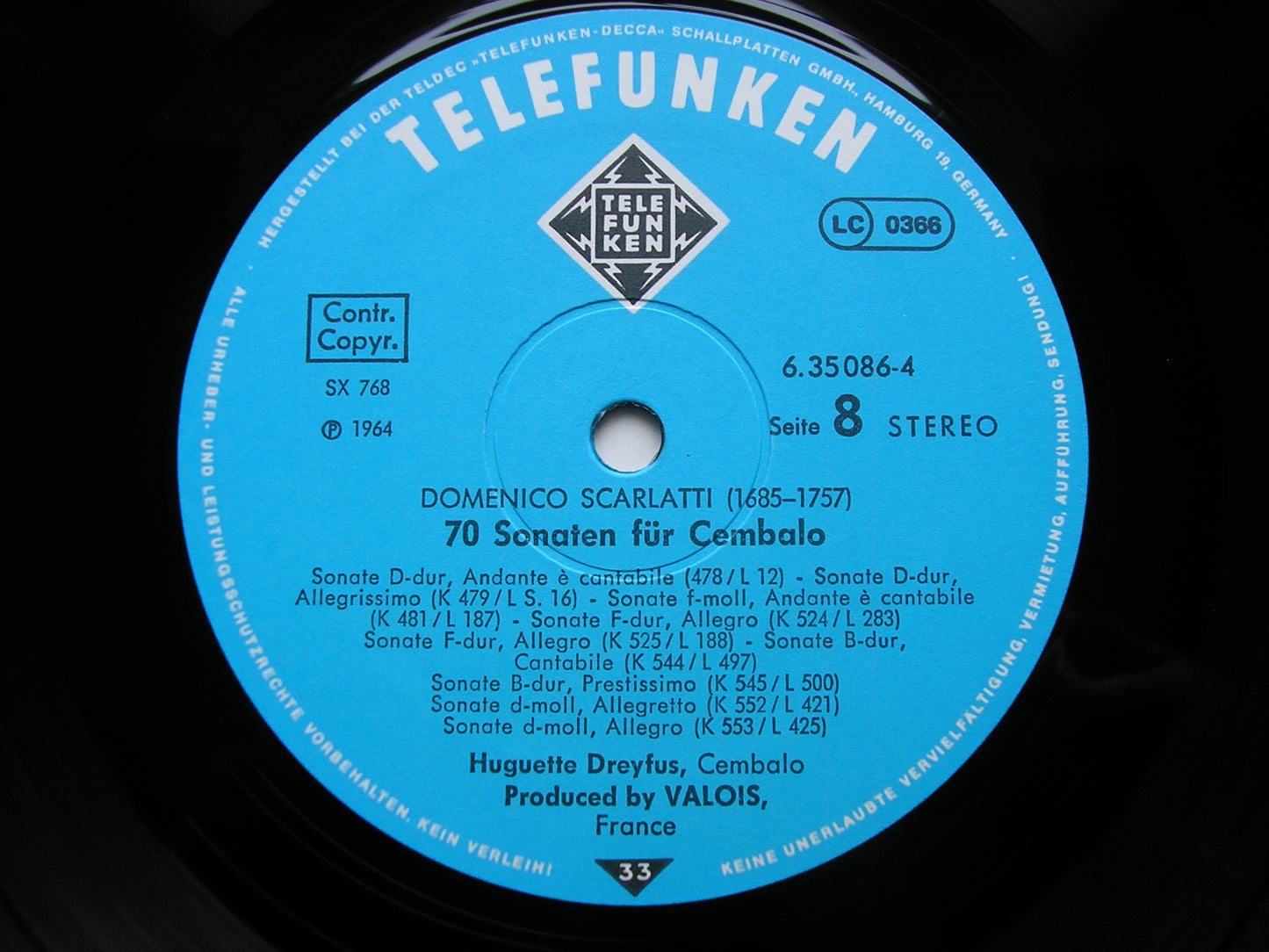DOMENICO SCARLATTI: 70 SONATAS FOR HARPSICHORD      HUGUETTE DREYFUS    4 LP    6.35086