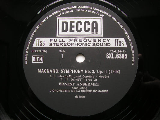 MAGNARD: SYMPHONY No. 3 / LALO: SCHERZO    ANSERMET / SUISSE ROMANDE      SXL 6395