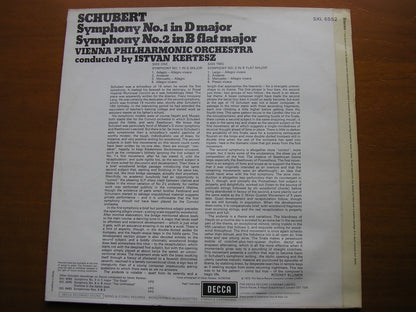 SCHUBERT: SYMPHONIES Nos. 1 & 2    ISTVAN KERTESZ / VIENNA PHILHARMONIC ORCHESTRA    SXL 6552