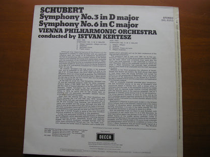 SCHUBERT: SYMPHONIES Nos. 3 & 6       KERTESZ / VIENNA PHILHARMONIC     SXL 6553