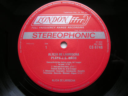 ALICIA DE LARROCHA PLAYS BACH: ITALIAN CONCERTO / FANTASIA / FRENCH SUITE No. 6 /ENGLISH SUITE No. 2      CS 6748