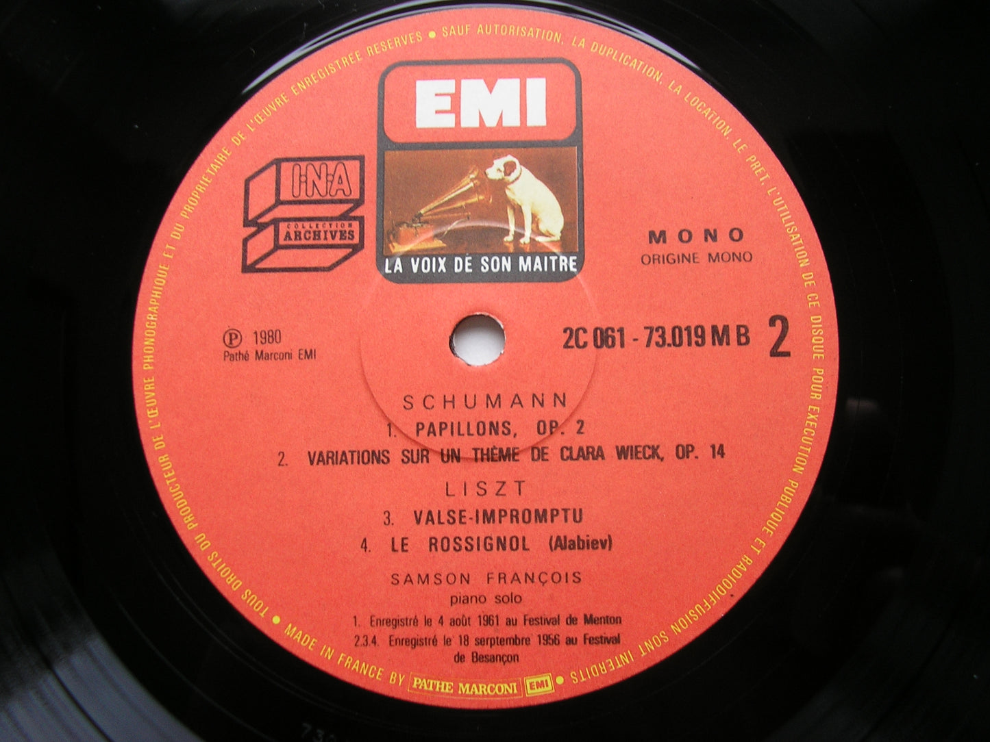 SCHUMANN: PIANO CONCERTO / PAPILLONS / WIECK VARIATIONS / LISZT: VALSE-IMPROMPTU     FRANCOIS / FRENCH RADIO ORCHESTRA / MUNCH    061 73019