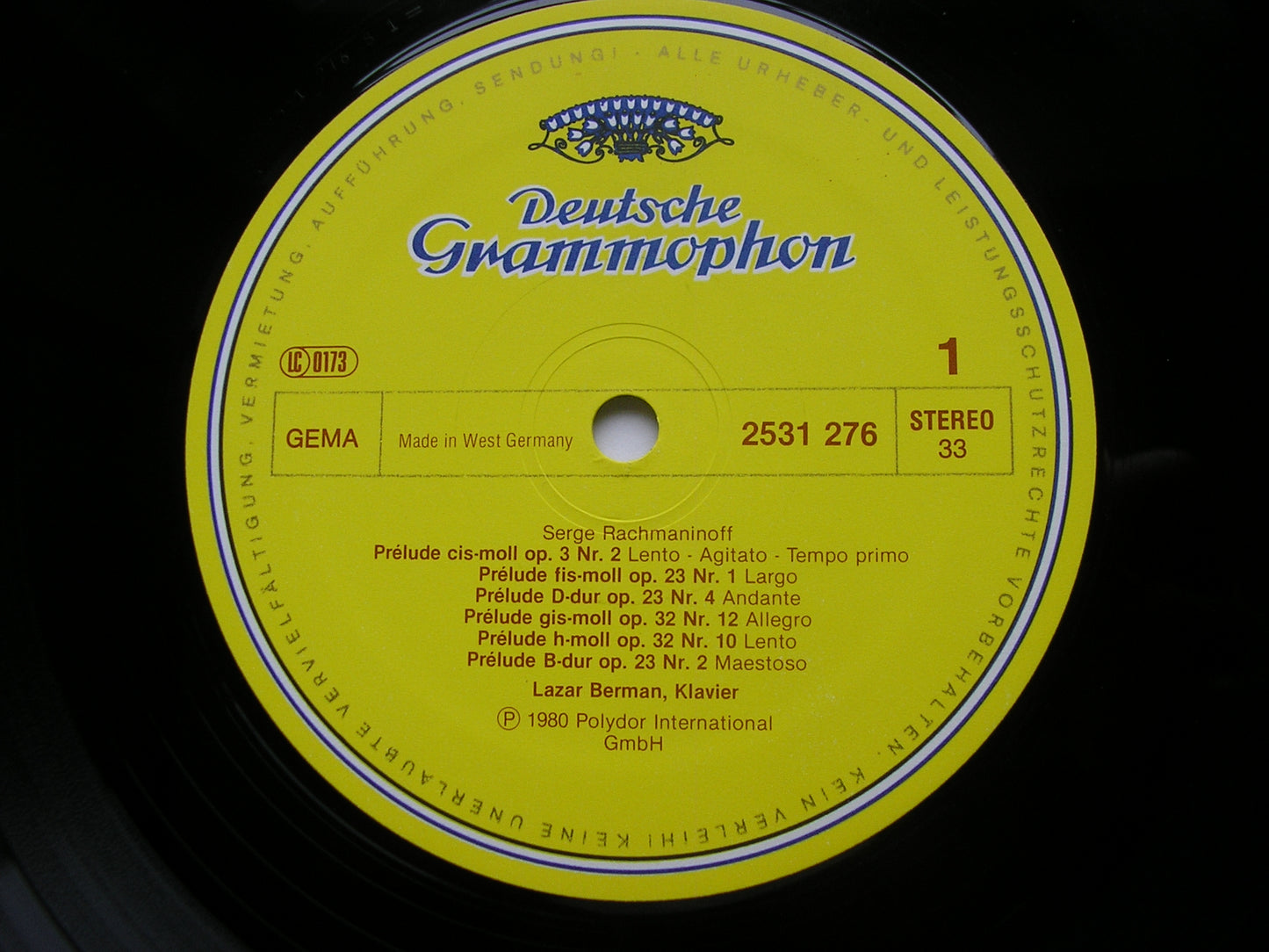 RACHMANINOV: CORELLI VARIATIONS / SIX PRELUDES     LAZAR BERMAN    2531 276