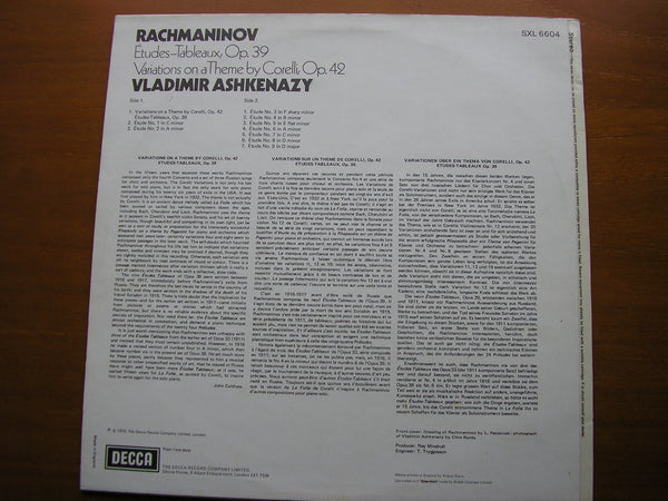 RACHMANINOV: CORELLI VARIATIONS / ETUDES-TABLEAUX Op. 39 VLADIMIR ASHK ...