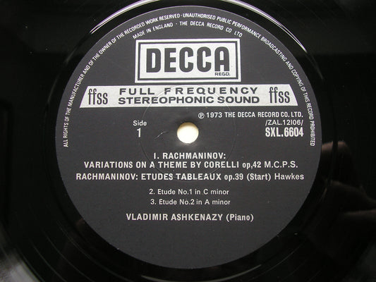 RACHMANINOV: CORELLI VARIATIONS / ETUDES-TABLEAUX Op. 39     VLADIMIR ASHKENAZY     SXL 6604