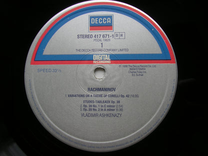 RACHMANINOV: CORELLI VARIATIONS / ETUDES-TABLEAUX Op. 39     VLADIMIR ASHKENAZY      417 671
