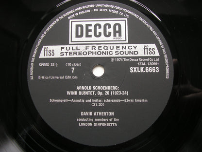 SCHOENBERG: COMPLETE WORKS FOR CHAMBER ENSEMBLE     ATHERTON / LONDON SINFONIETTA      SXLK 6660 - 4