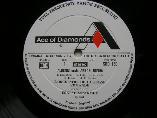 ALBENIZ: IBERIA / TURINA: DANZAS FANTASTICAS     ANSERMET / SUISSE ROMANDE     SDD 180